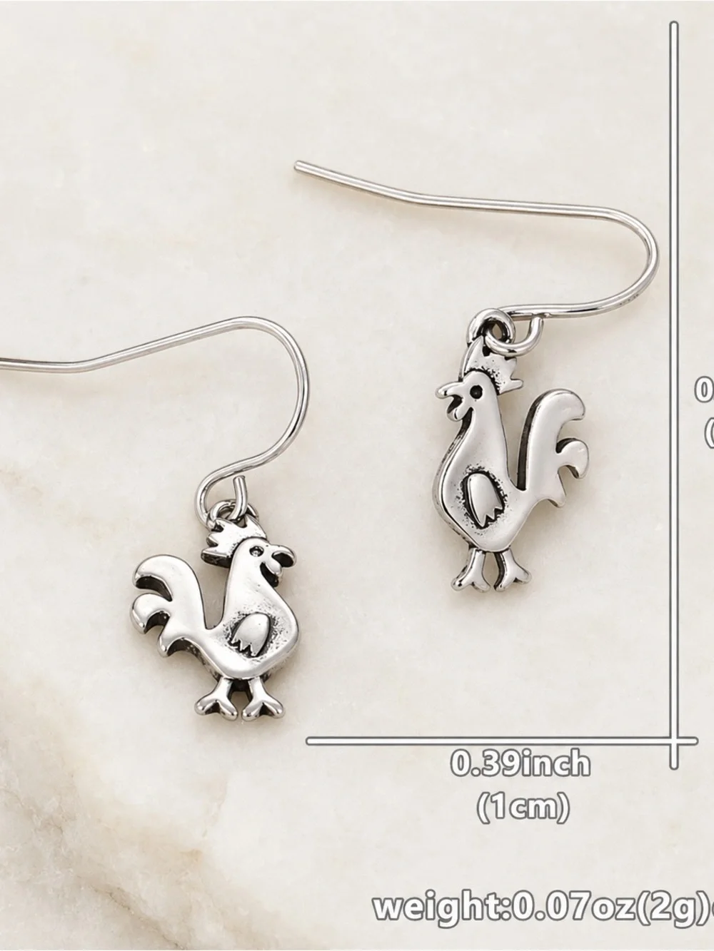 Silver Rooster Dangle Earrings - Women Jewelry